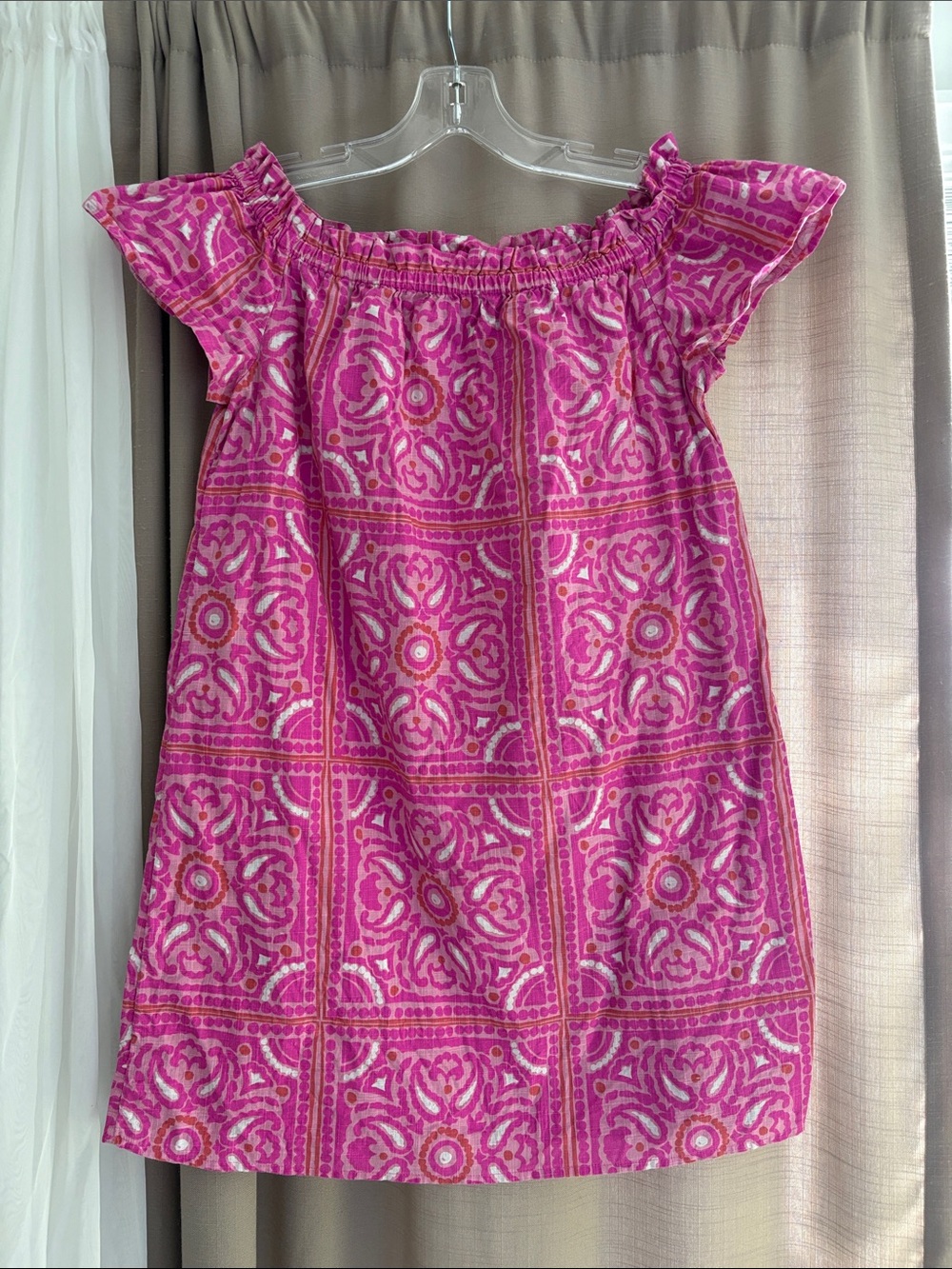 Vineyard Vines Women’s Pink Off The Shoulders Cotton Dress Size S